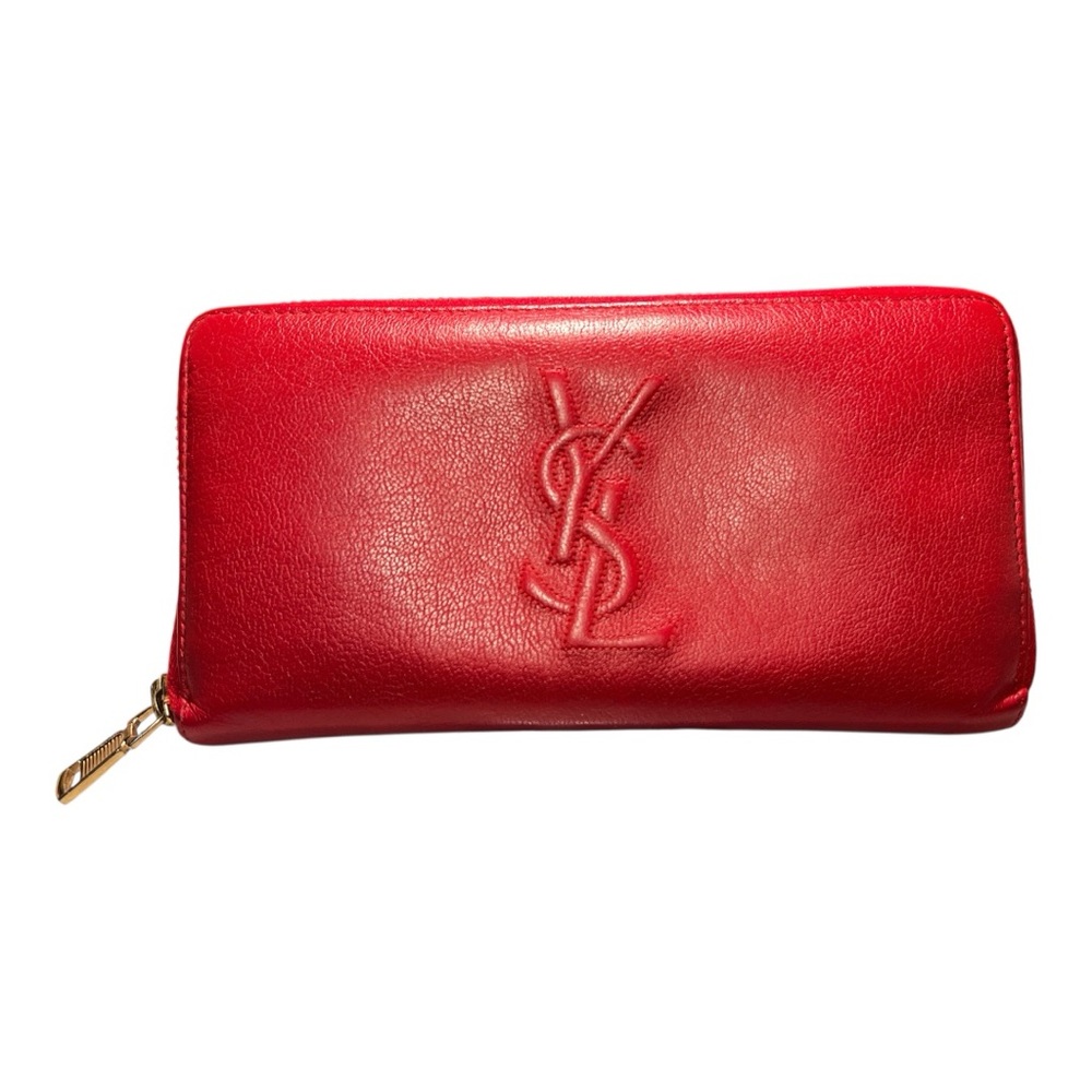 Pre Owned Authentic YSL Red Leather Long Wallet